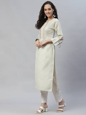 Light-green embroidered cotton cotton-kurtis 2