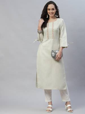 Light-green embroidered cotton cotton-kurtis 4