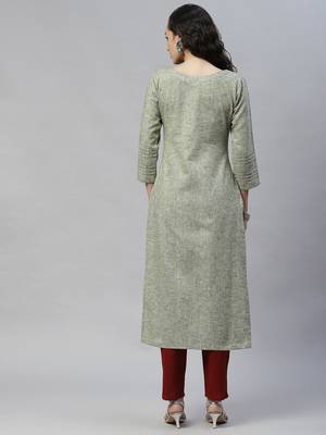 Green embroidered cotton cotton-kurtis 3