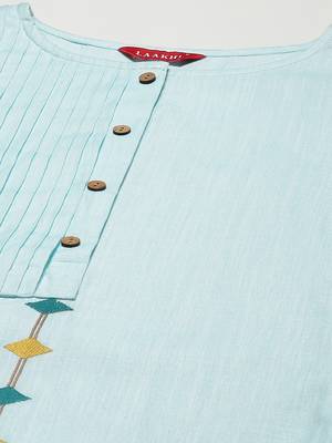 Blue embroidered cotton cotton-kurtis 5