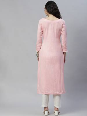 Pink embroidered cotton cotton-kurtis 3