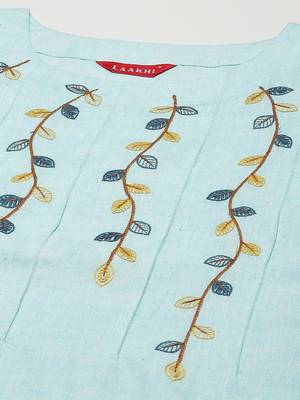 Blue embroidered cotton cotton-kurtis 5