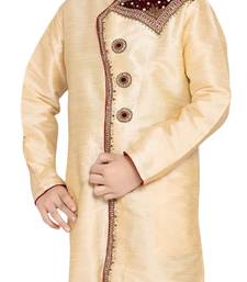 Fawn embroidered art dupion silk boys-sherwani