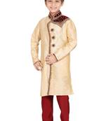 Fawn embroidered art dupion silk boys-sherwani