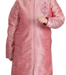 Pink embroidered art dupion silk boys-sherwani