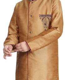 Gold embroidered art dupion silk boys-sherwani