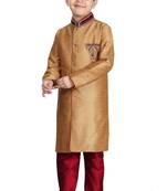 Gold embroidered art dupion silk boys-sherwani