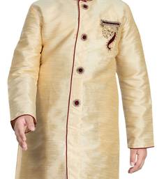 Fawn embroidered art dupion silk boys-sherwani