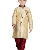 Fawn embroidered art dupion silk boys-sherwani