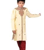 Gold embroidered art dupion silk boys-sherwani