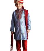 Purple embroidered art dupion silk boys-sherwani