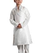 Fawn embroidered art dupion silk boys-kurta-pyjama