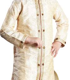 Fawn embroidered art dupion silk boys-sherwani