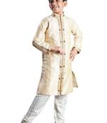 Fawn embroidered art dupion silk boys-sherwani