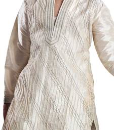 Fawn embroidered art dupion silk boys-kurta-pyjama