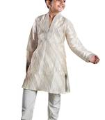 Fawn embroidered art dupion silk boys-kurta-pyjama