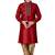 Red embroidered art dupion silk boys-kurta-pyjama