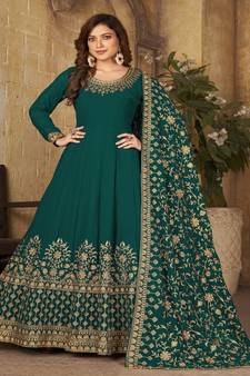 Green resham embroidery georgette salwar