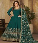 Green resham embroidery georgette salwar