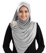 Mehar Hijab's Modest Women's stylish Soft feel good Anarkali wraparound Hijab Silver XL