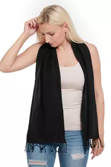 Twill weave pashmina shawl with fringes