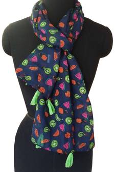 Printed scarves with fringes