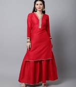 Poppy Pink Silk Kurti With Garara