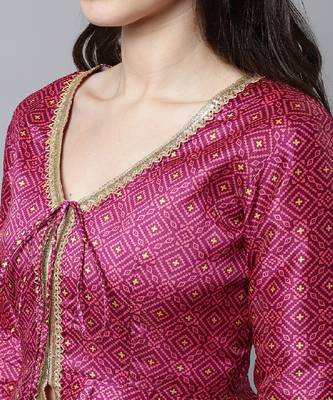 Vibrant Purple Peplum Kurti With Sharara and Gold Stone Dupatta 5