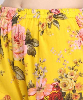 Mustard Floral Kurti with Straight Palazzo and Dupatta 4