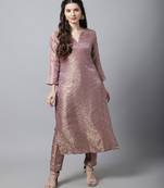 Lilac Charm Brocade Straight Kurti with Straight Pants