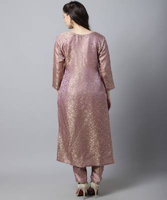Lilac Charm Brocade Straight Kurti with Straight Pants 2