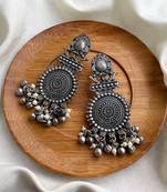 Pearl Earring,Antique Jewelry,Oxidized Earring,Indian Jewelry,Jhumkas,Dangle Earring,Boho Jewelry,Afghani Earring