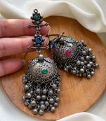 Afghani Earring,Oxidized Earring,Antique Jewelry,Boho Jewelry,Silver Earring,Jhumkas,Indian Jewelry,Dangle Earrings