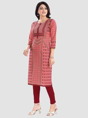 Red embroidered cotton poly kurtas-and-kurtis 2