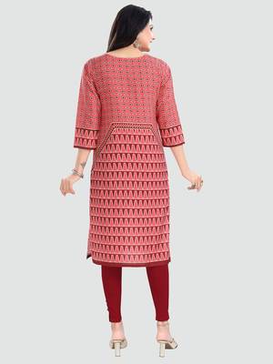 Red embroidered cotton poly kurtas-and-kurtis 3