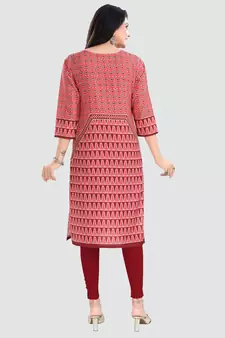 Red embroidered cotton poly kurtas-and-kurtis