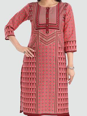 Red embroidered cotton poly kurtas-and-kurtis 4