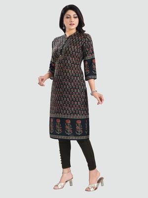 Black embroidered cotton poly kurtas-and-kurtis 2