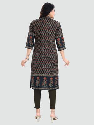 Black embroidered cotton poly kurtas-and-kurtis 3