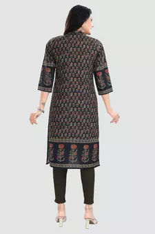 Black embroidered cotton poly kurtas-and-kurtis