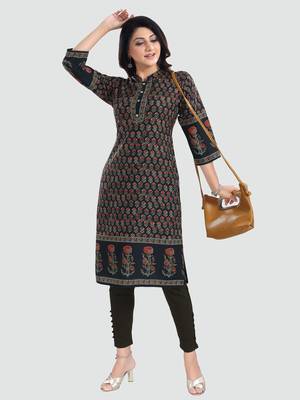 Black embroidered cotton poly kurtas-and-kurtis 5