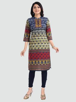 Multicolor embroidered cotton poly kurtas-and-kurtis 1
