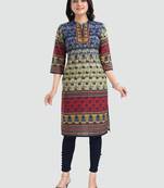 Multicolor embroidered cotton poly kurtas-and-kurtis
