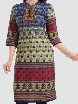 Multicolor embroidered cotton poly kurtas-and-kurtis 4