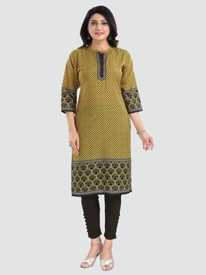 Yellow embroidered cotton poly kurtas-and-kurtis 1