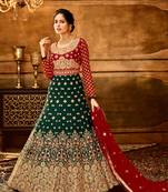 Dark-green embroidered georgette salwar
