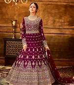 Maroon embroidered georgette salwar