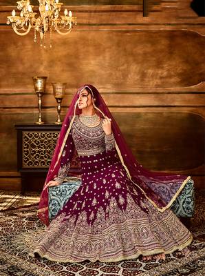Maroon embroidered georgette salwar 2