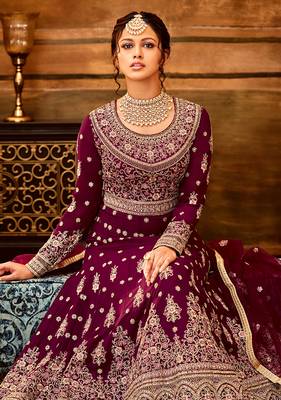 Maroon embroidered georgette salwar 4