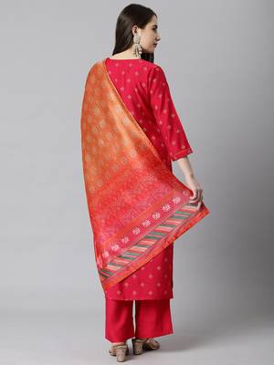 Pink embroidered art silk silk-kurtis 2